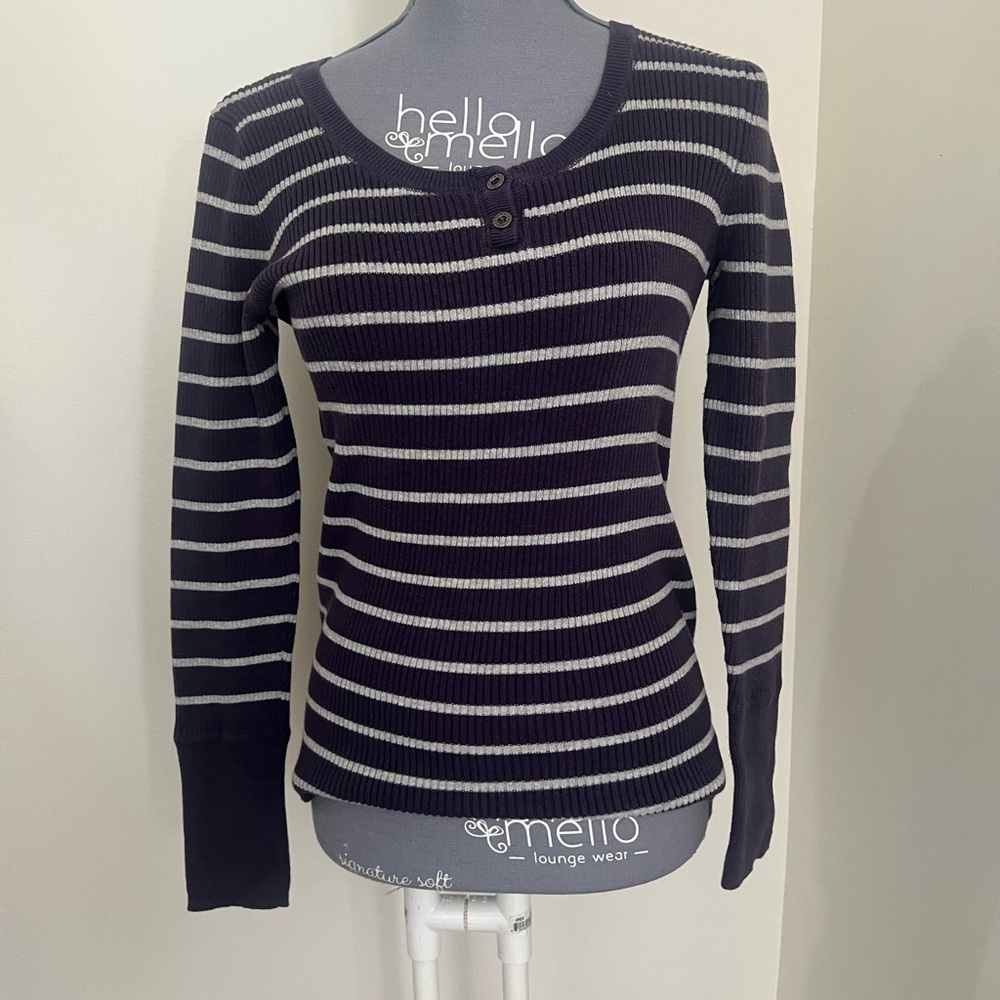 Women's Striped Purple and Gray Top